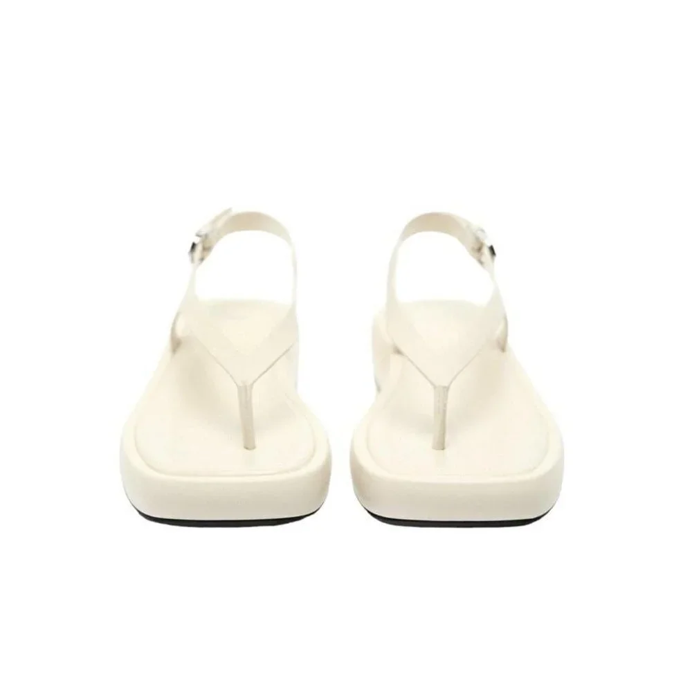 ZARA LEATHER FLATFORM SANDALS White SIZE 7.5 | 1602/111 - Picture 3 of 4